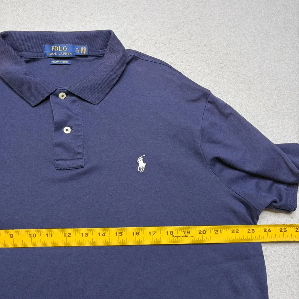 Polo Ralph Lauren Polo Shirt Mens XL Navy Blue Pima Soft Touch Short Sleeve Pony